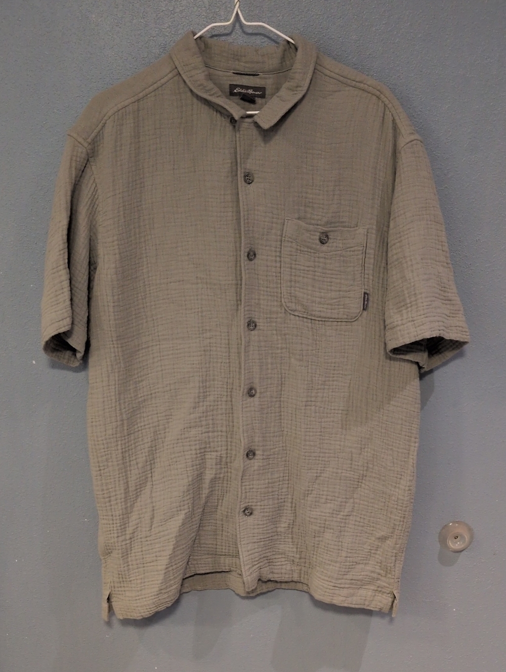 Eddie Bauer Short Sleeve Gauze Textured Cotton Button Down Shirt Gorpcore Golf